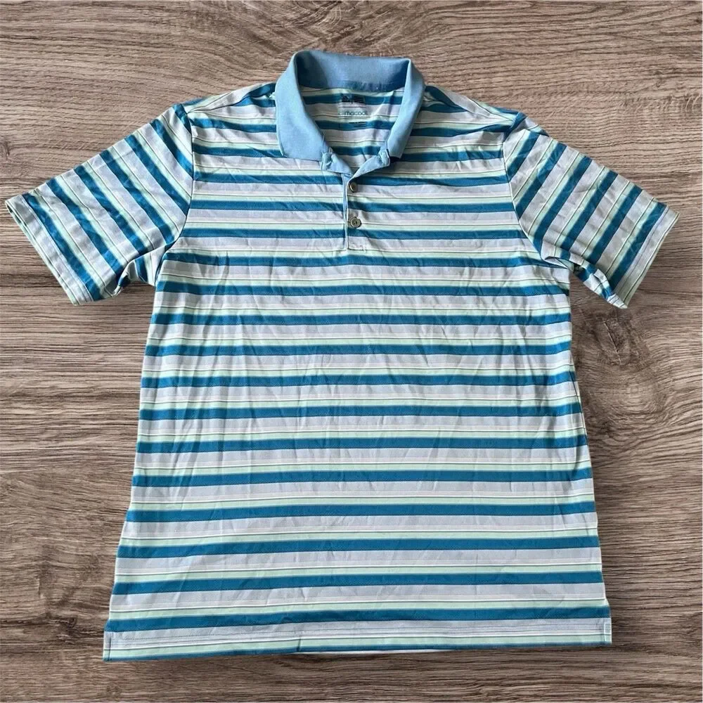 Adidas ClimaCool Blue Striped Golf Polo Men’s Size L